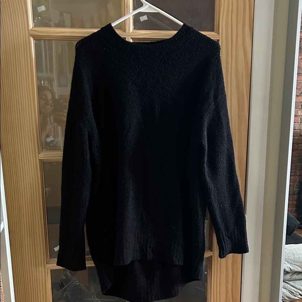 Zara Oversized Black Crew Neck Sweater